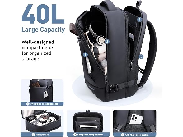 SHOWKOO 40L 17" Laptop Backpack