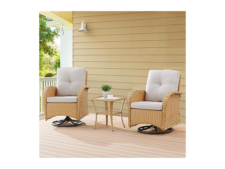 3PC Patio Swivel Rocker Bistro Set