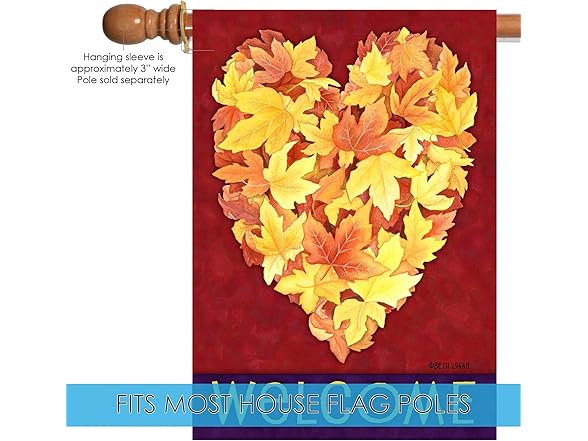 Toland Leaf Heart Fall Flag, 28x40