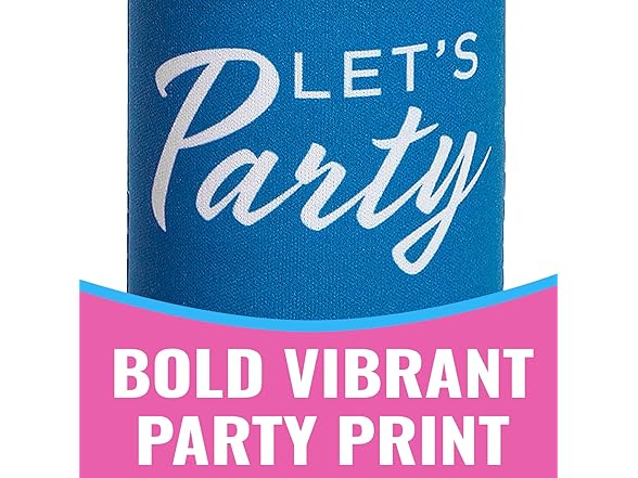 Slim Fit Can Coolers, 12 Pack, Lets Party Design