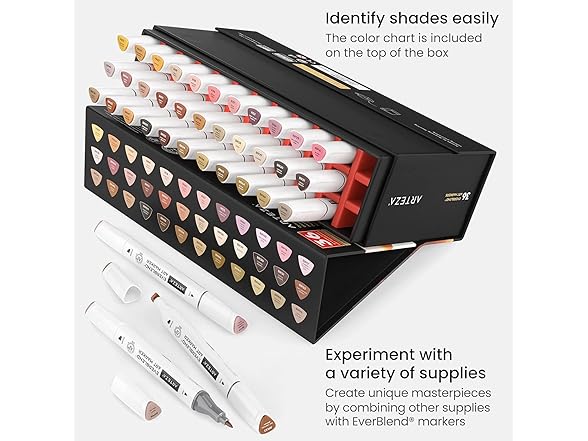 ARTEZA Alcohol Markers Set of 36 Portrait & Skin Tone