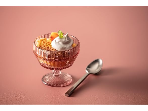 Fortessa Archie Glass Footed Dessert Bowl, 10 Ounce, Pink