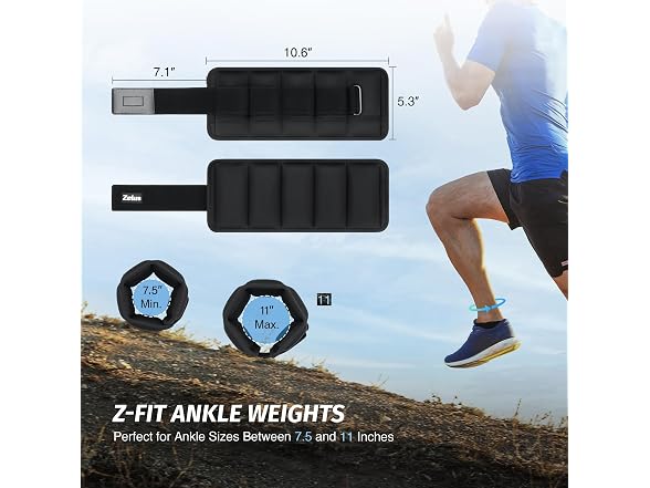 ZELUS Adjustable Ankle Weights 7lbs Pair