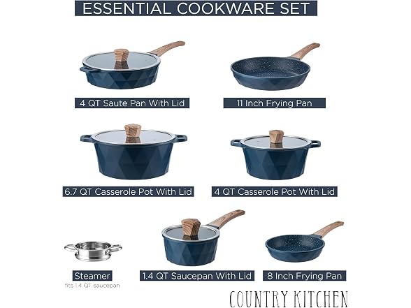 11-Piece Non-Stick Cast Aluminum Cookware Set