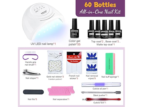 JODSONE Gel Nail Polish Kit 60 PCS
