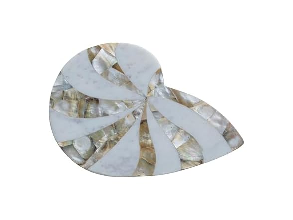 Creative Co-Op Marble Shell-Shaped Cheese Serving Board