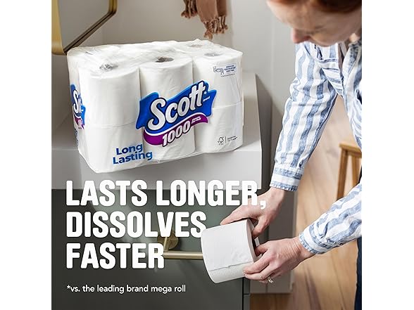 Scott 1000 Sheets Per Roll, 8 Toilet Paper Rolls