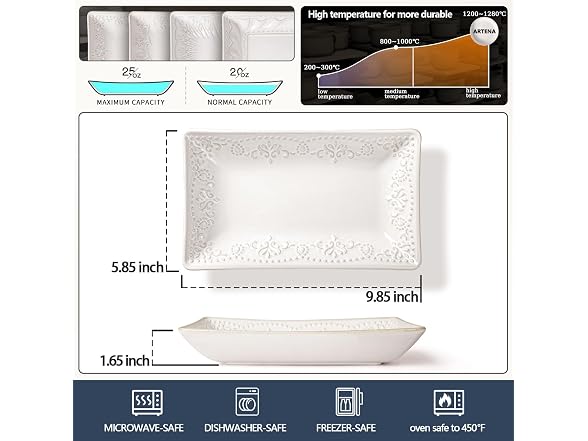 Salad Plates Set of 4, 9.85" Embossed