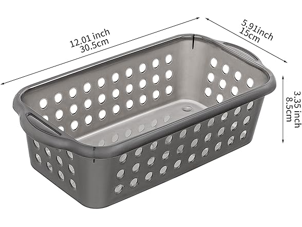 Cetomo Plastic Storage Baskets with Handle, 12 Pack