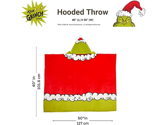 The Grinch Hooded Throw Blanket