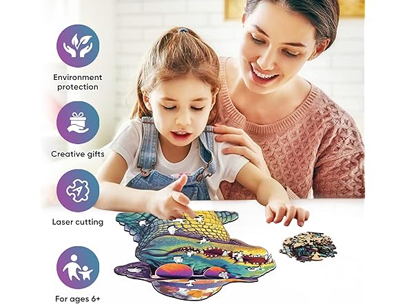 200 Pcs Wooden Crocodile Puzzle