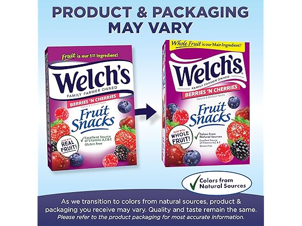 40PK Welch's Fruit Snacks, Berries 'N Cherries