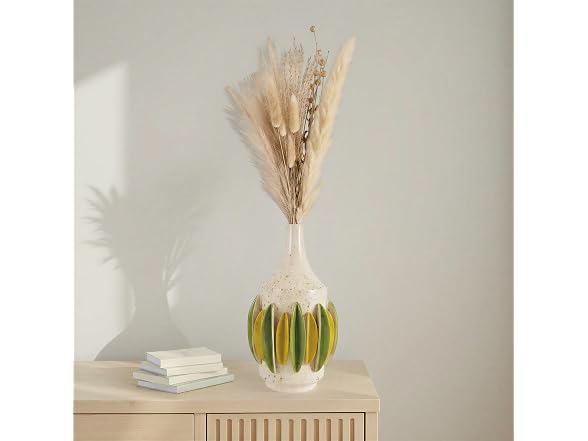 Creative Co-Op Handmade Speckled Stoneware Vase with 3D Pleats