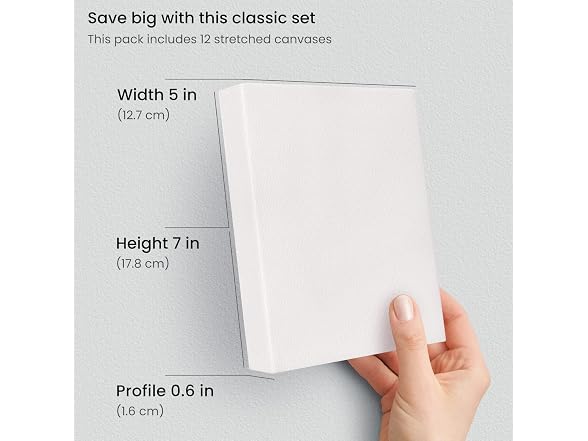 ARTEZA Stretched Canvas for Painting, 5 x 7 in 12Pk