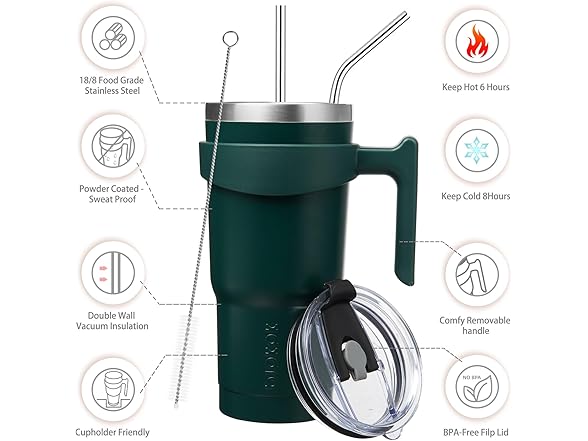 BJPKPK 20 oz Tumbler With Handle Stainless Steel