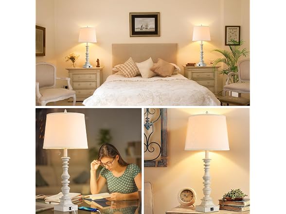 Farmhouse Table Lamps, Set of 2