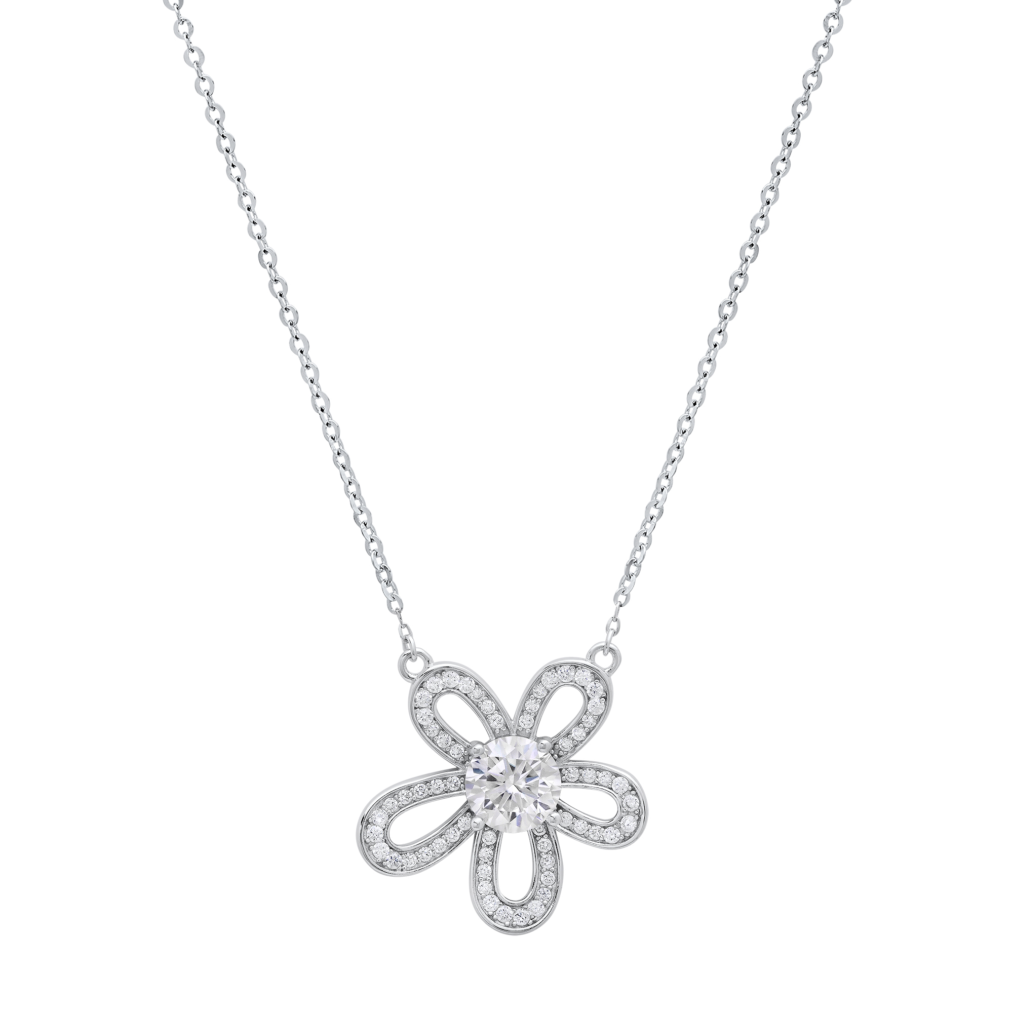 Moissanite Diamond Flower Necklace - Gallery 5