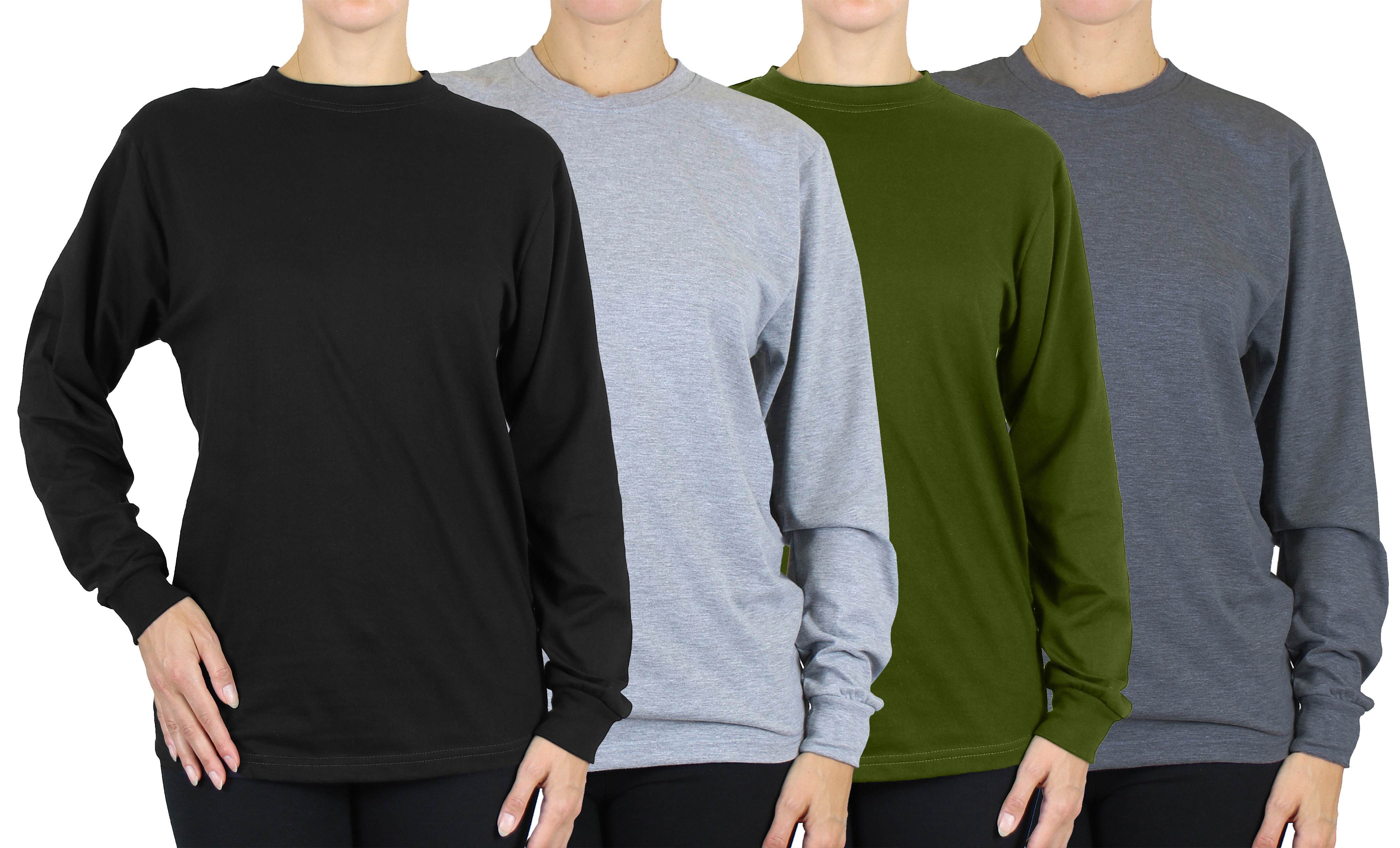4Pk Womens L/S Crew Neck Classic Shirt - Gallery 11