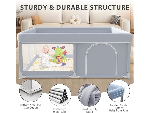 XVISHX 50x50" Baby Playpen with Mat