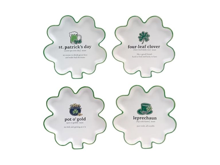 St. Patrick’s Day Shamrock Shaped Stoneware Tidbit Plates