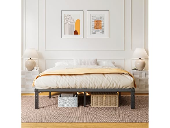 ZIYOO King Bed Frame, Heavy Duty Steel Slat, 14" Platform