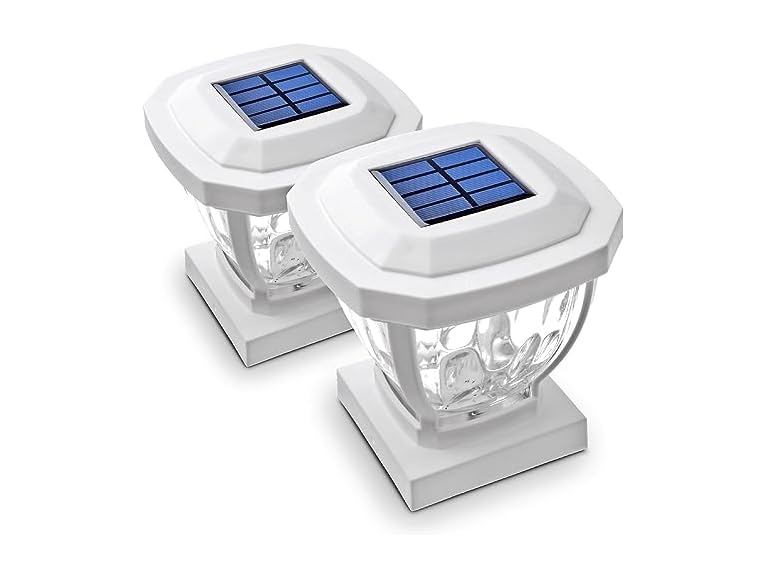 Home Zone Security ELI1402V 2PK Solar Post Cap Light White