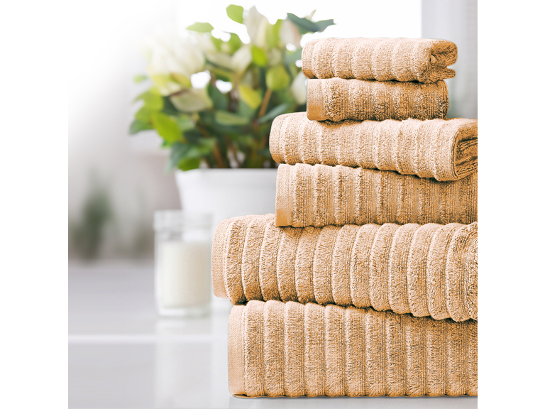 Bibb Home 6PCWAVTOW 6 Pc Ribbed Egyptian Cotton Towel S
