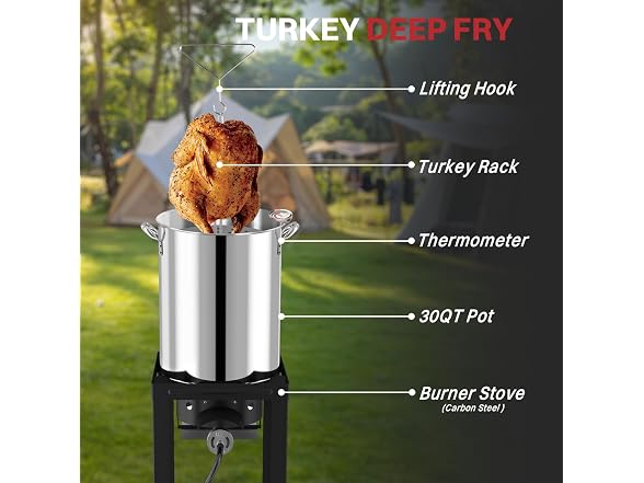 Pipopa 30QT & 10QT Stainless Steel Turkey Fryer