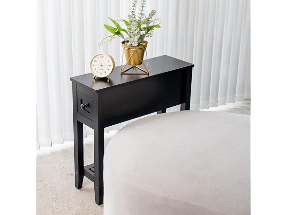 LUSUOWLZ Narrow End Table 2Pk Black