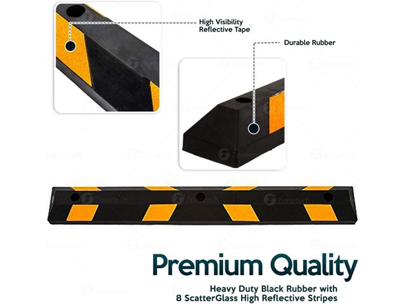Zone Tech Large Heavy Duty Rubber Parking Curb 4Pk