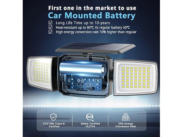 JEJOT 3000LM Solar Security Light 3-Pack