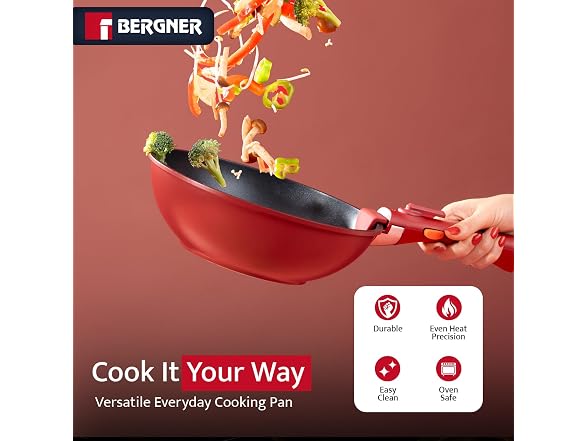 Bergner 11-Piece Non-Stick Cookware Set Red