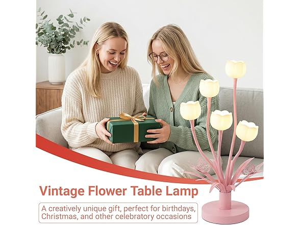 TOBUSA Pink Flower Table Lamp