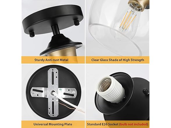 BesLowe Modern Ceiling Light, Black