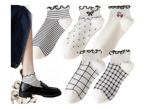 CHUNFO Womens Socks 5 Pairs (6-11.5)