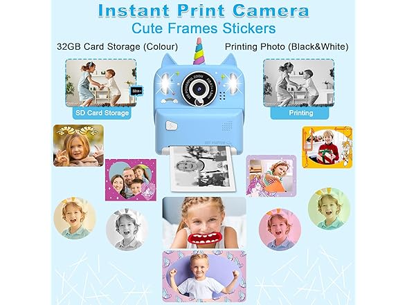 NXKEKENX Instant Print Camera for Kids