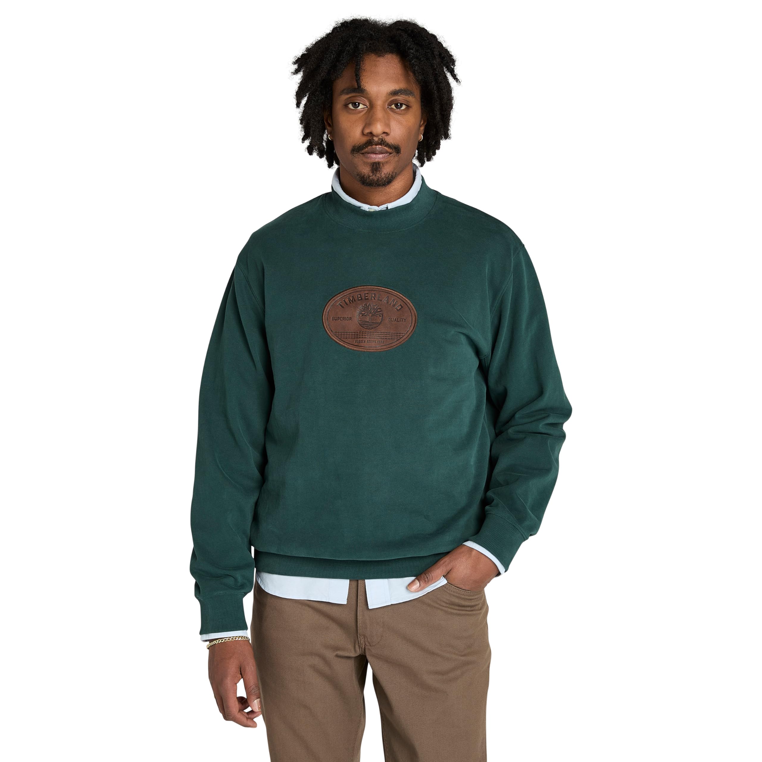 Timberland Mens Leather Badge Crewneck Sweatshirt - Gallery 2
