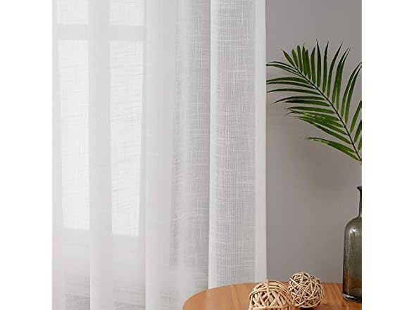 Melodieux Sheer White Curtains 96 Inches
