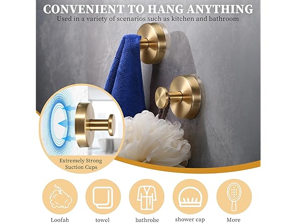 WIXUIPR Suction Cup Hooks 4pc Gold