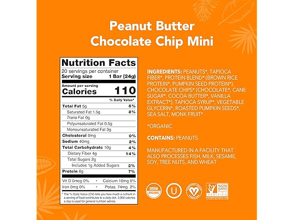20CT ALOHA Organic Plant Based Protein Bar MINIS