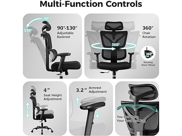 Ergonomic Office Chair High Back Desk Chair with Lumbar Supp (Open Box)