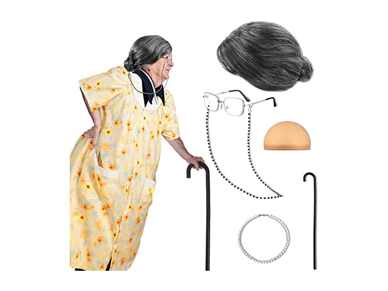 Zhanmai (M) 7 Pcs Old Lady Costume Halloween