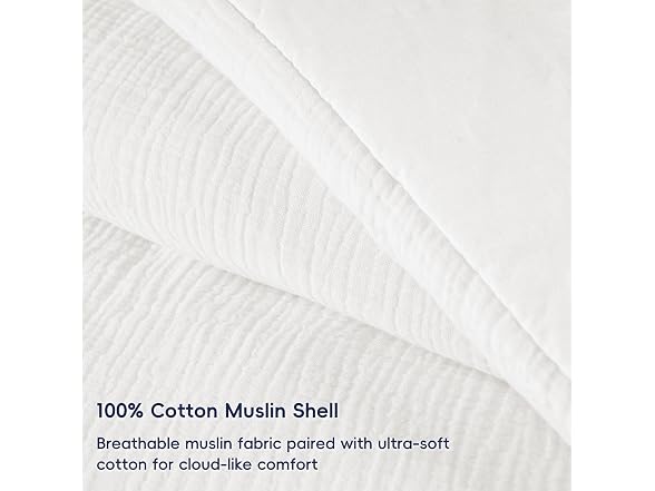 PHF White Cotton Muslin Comforter Set King