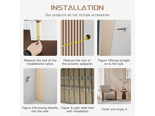 POHARE Wood Slat Wall Panels 2 Pack