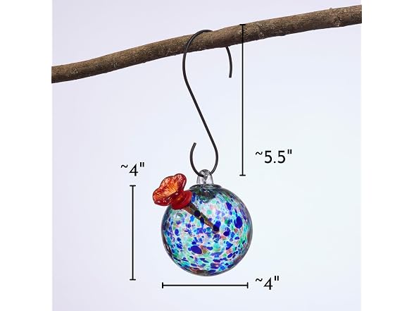 Hanging Birdfeeder with Red Flower Feeding Port