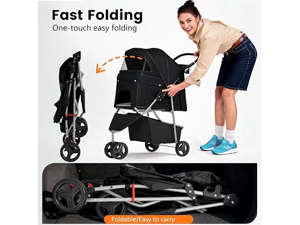 BestPet | 3-Wheel Pet Stroller | Dog and Cat Stroller