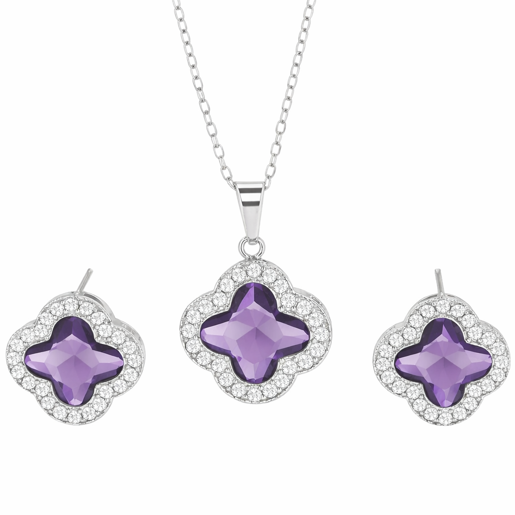 Womens Clover Pendant & Earrings Set - Gallery 16