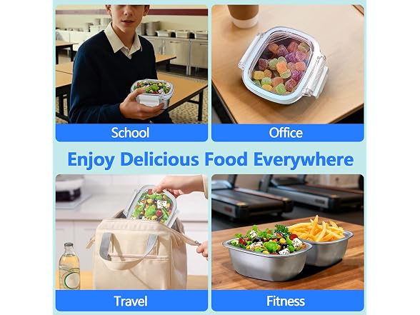 Stainless Steel Food Storage Containers with Lids - 3 Piece 8.5