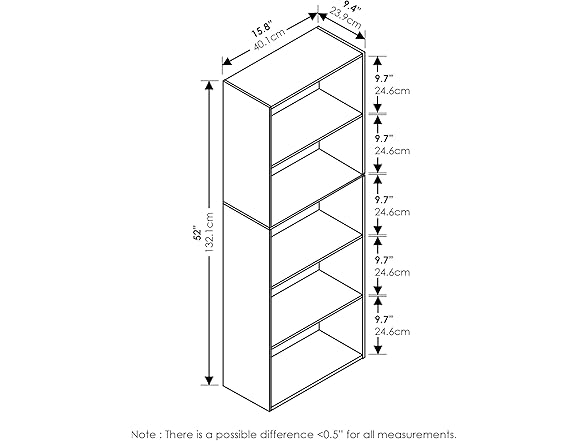 Furinno LUDER Book Shelf, 5-Cube Bookshelf