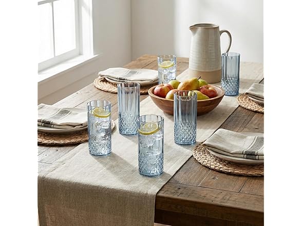 Fun Express Dusty Blue Patterned Plastic Cups - 12 Count